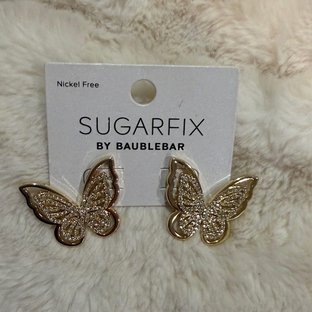 BaubleBar Gold Butterfly Earrings